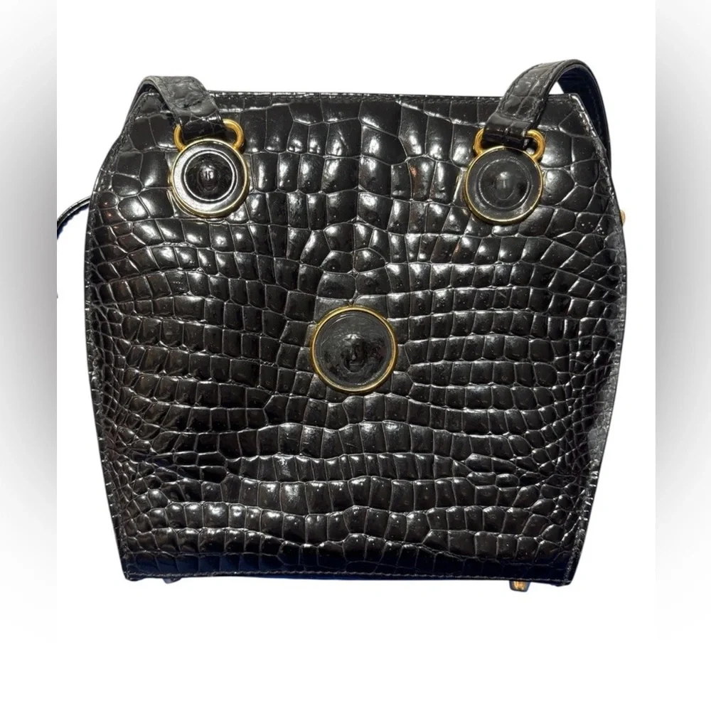 Vintage Versace Croc Embossed Crossbody - Picture 2 of 9